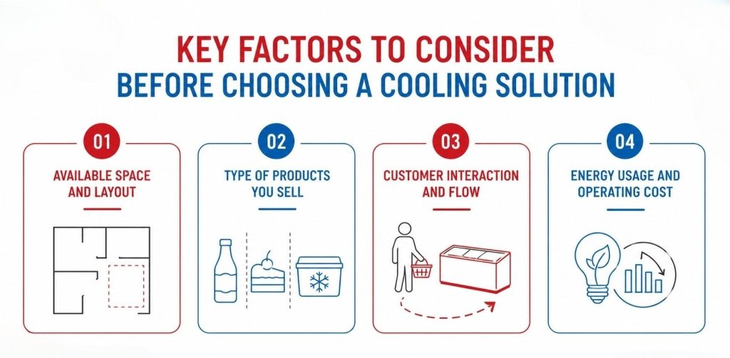 Key Factors To Consider Before Choosing A Cooling Solution Such As A Showcase Chiller, Island Freezer and A Counter Freezer